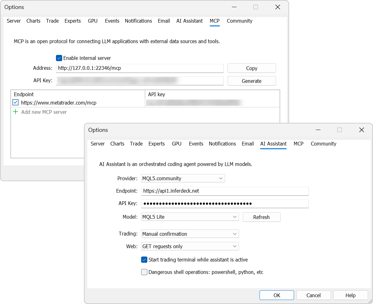 Configurações de IA