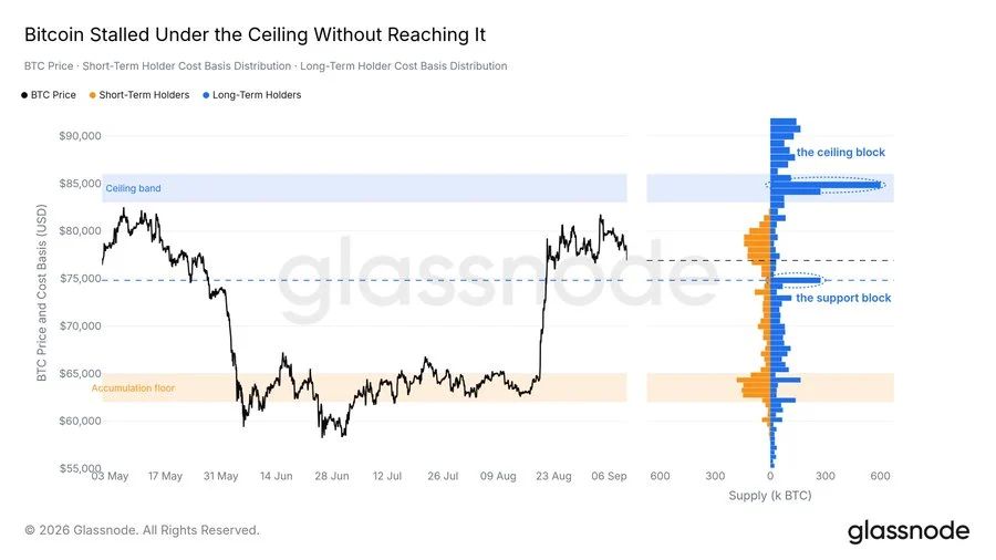 Bitcoin BTC price analysis chart by glassnode