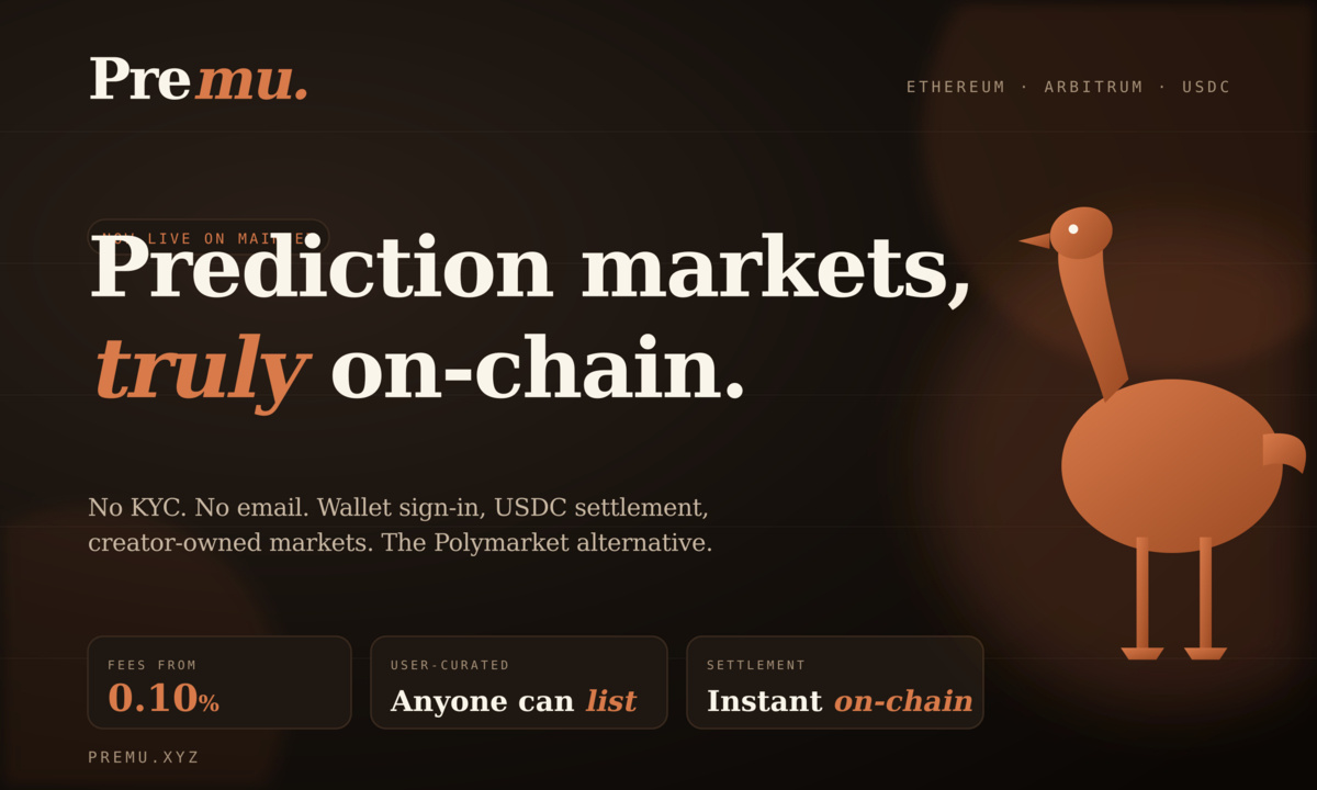 Premu.xyz: The Decentralized Polymarket Alternative - User Curated Prediction Markets Anyone Can Launch