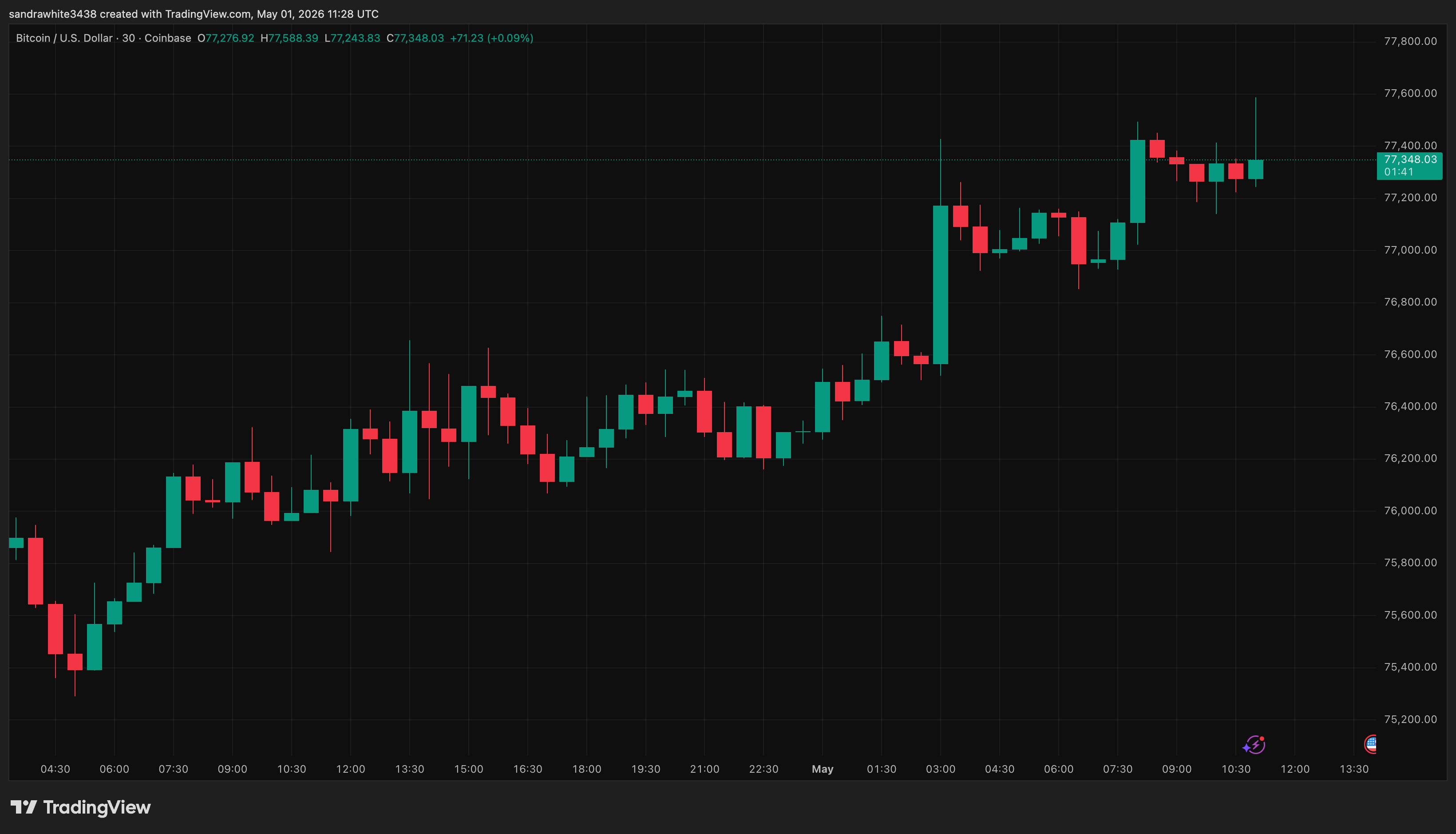Bitcoin price chart from Tradingview.com (Bitcoin, crypto)