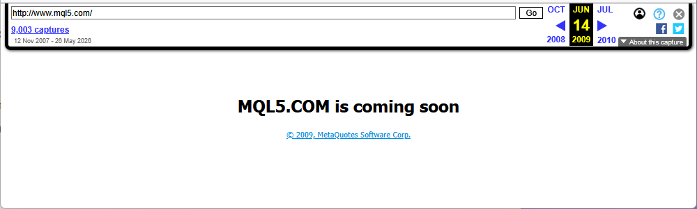 К лету 2009 года сайт MQL5.COM уже прямо обещал скорый запуск