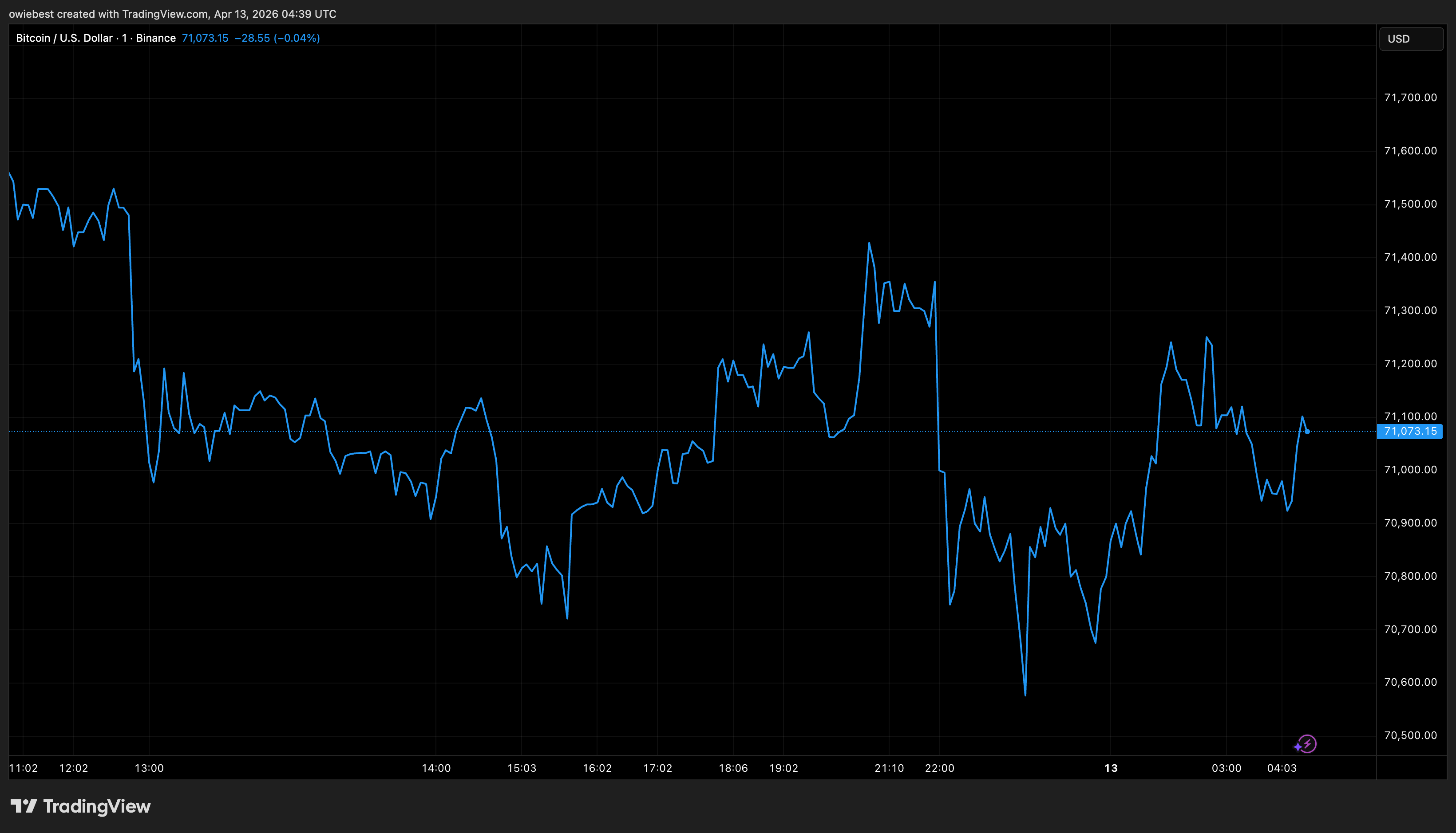 Bitcoin price chart from Tradingview.com