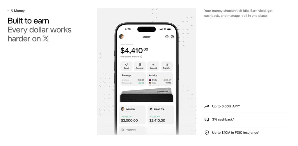 up tp 6% apy image on x money