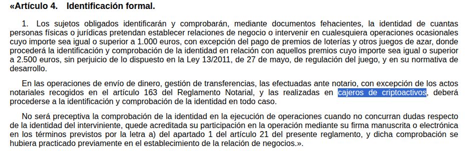 El Real Decreto 813/2026 exige identificar a cada usuario de cajeros de criptomonedas en España, sin excepciones. Fuente: BOE