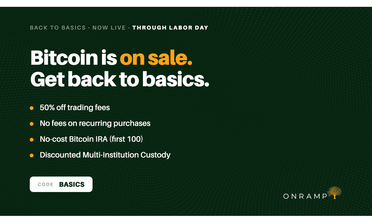 Onramp Releases New Research Showing Historic Bitcoin Accumulation Window Alongside 50% Off Trading Fees