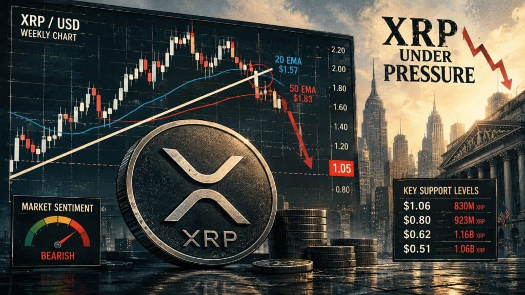 XRP Price Prediction: XRP Loses Multi-Month Support After Weekly EMA Rejection, Is a Drop Toward $0.80 Now Likely?