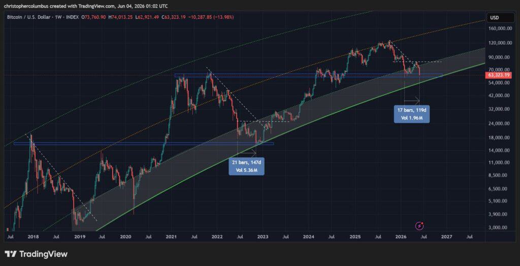 dave the wave bitcoin chart showing the bottom is in