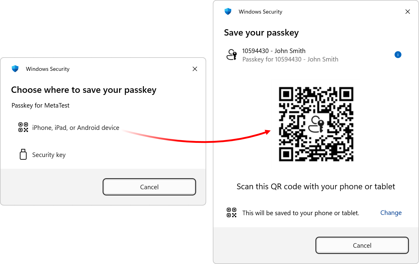 Criação de uma Passkey