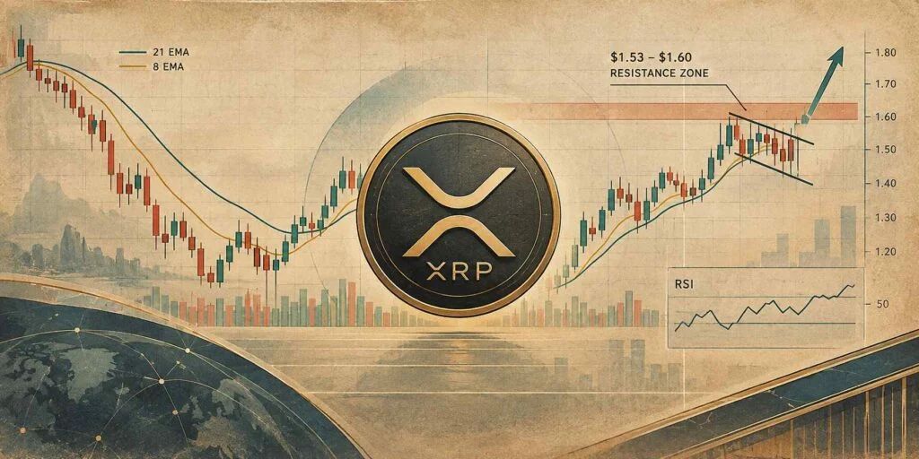 XRP Price Today: XRP Challenges $1.60 as Bullish Flag and EMA Crossover Align
