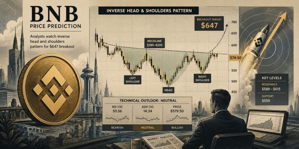 BNB Price Prediction: Analysts Watch Inverse Head and Shoulders Pattern for $647 Breakout