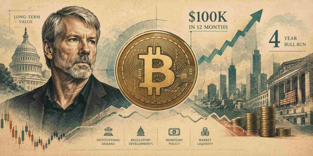 Bitcoin Price Prediction: Michael Saylor Says BTC Will Reach $100K in 12 Months as 4-Year Bull Run Begins