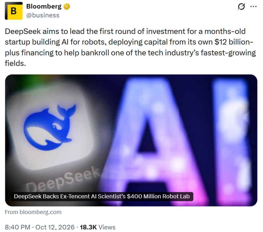 DeepSeek is investing tens of millions of dollars in embodied AI news source