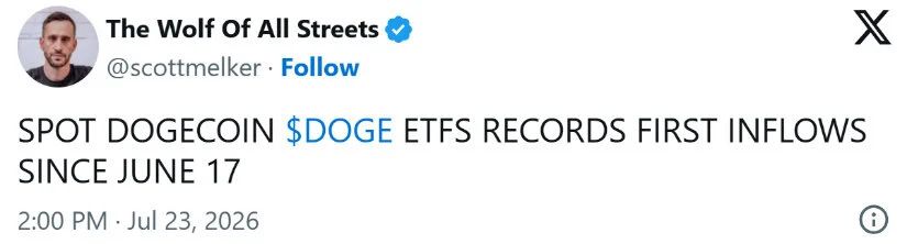Spot Dogecoin ETFs Record First Inflows Since June