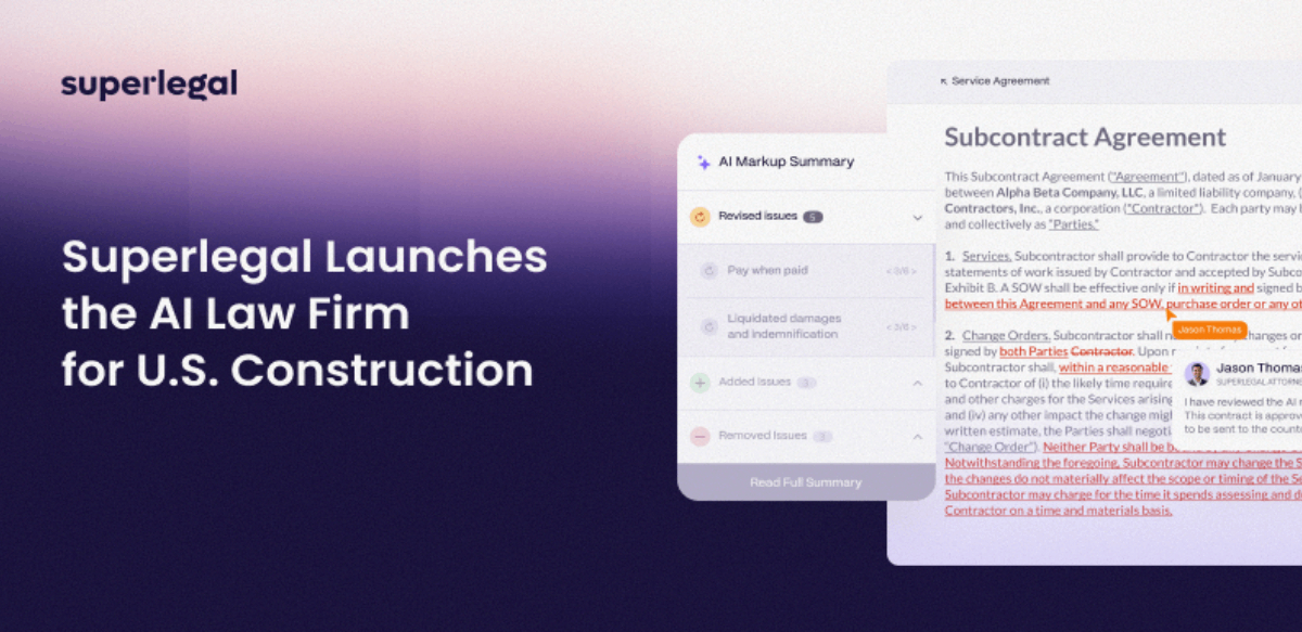Superlegal Launches the AI Law Firm for U.S. Construction