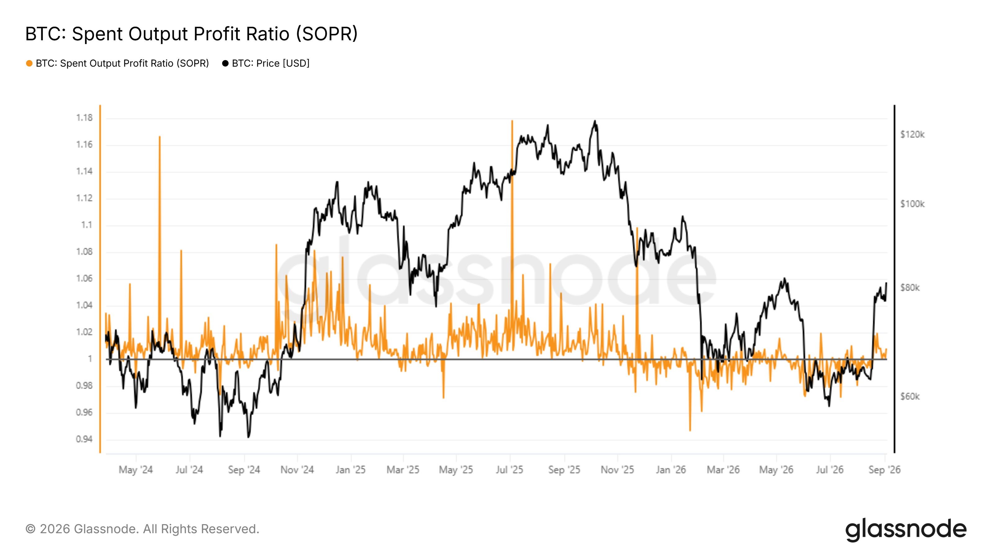 Ratio profit spent output (SOPR)