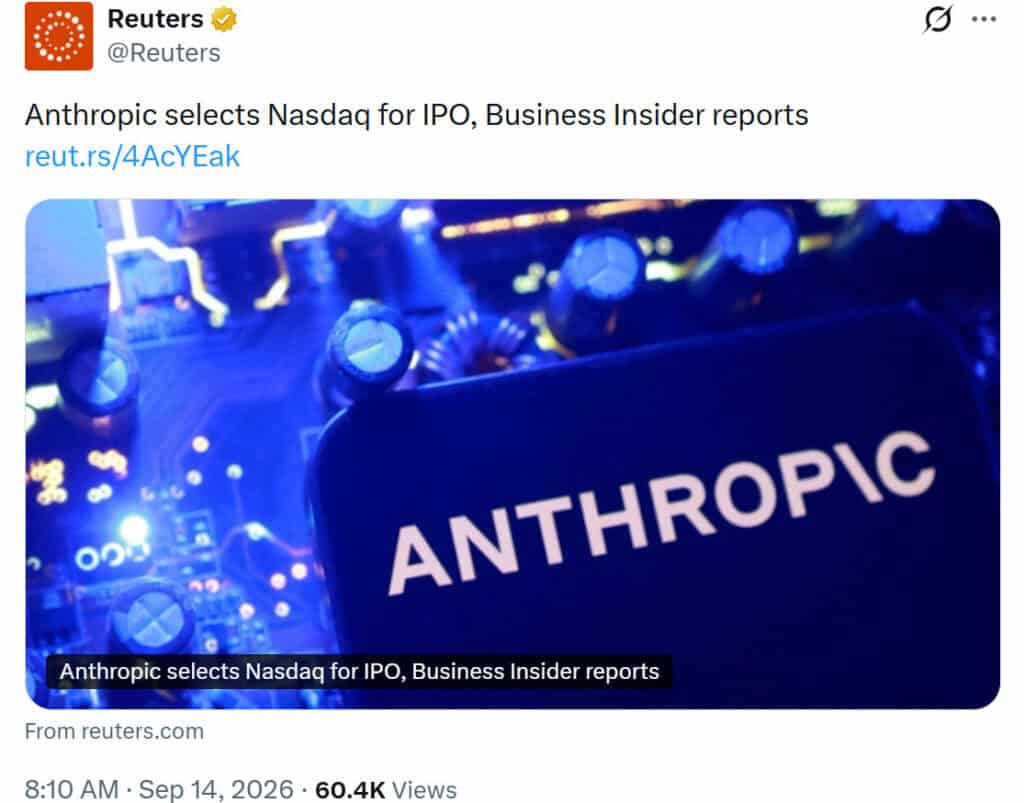 Anthropic IPO and AI Stocks News report