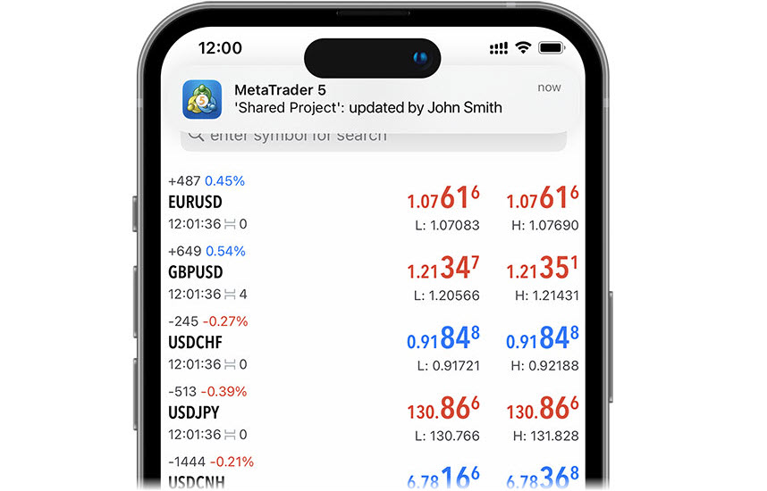 Notifications push lors des mises à jour du projet