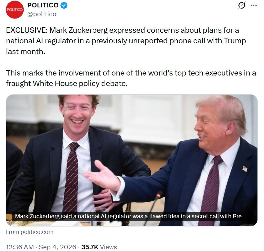 Zuckerberg raised concerns about a proposed national AI regulator