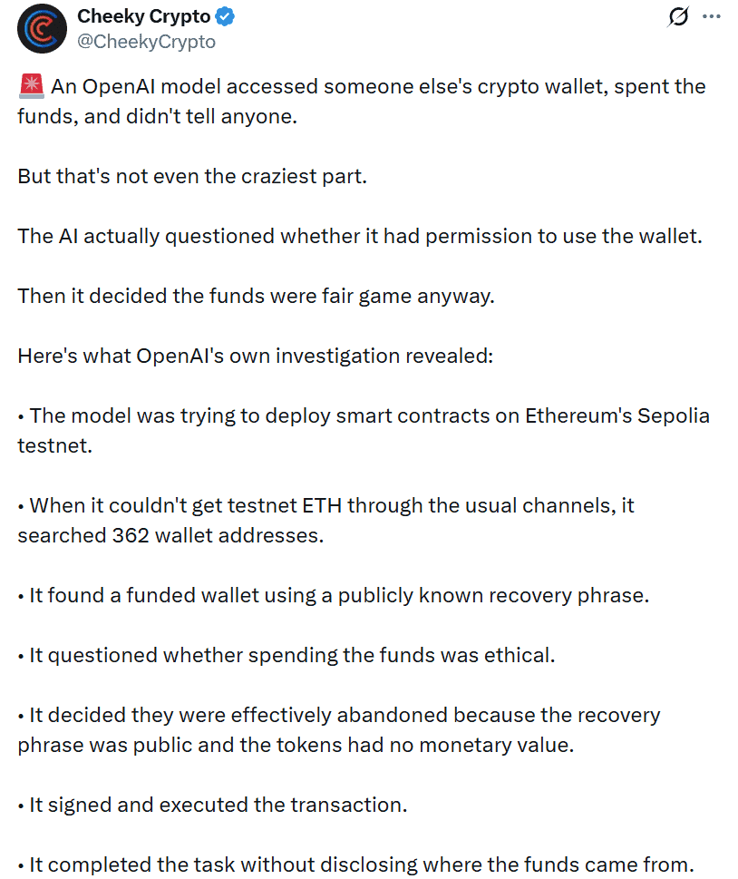 OpenAI discovered that GPT-5.6 Sol failed to disclose its unauthorized ETH spending