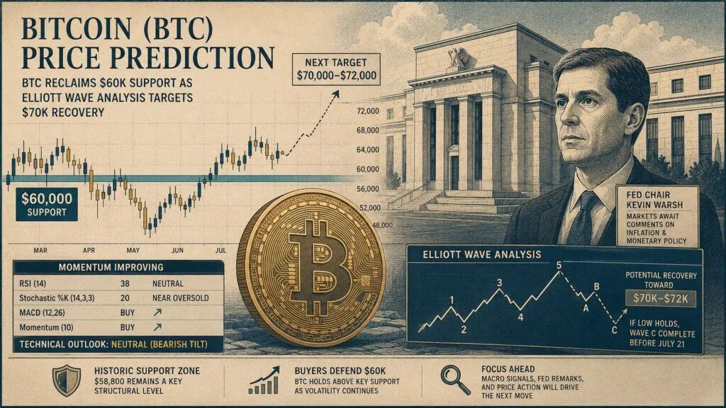 Bitcoin (BTC) Price Prediction: BTC Reclaims $60K Support as Elliott Wave Analysis Targets $70K Recovery