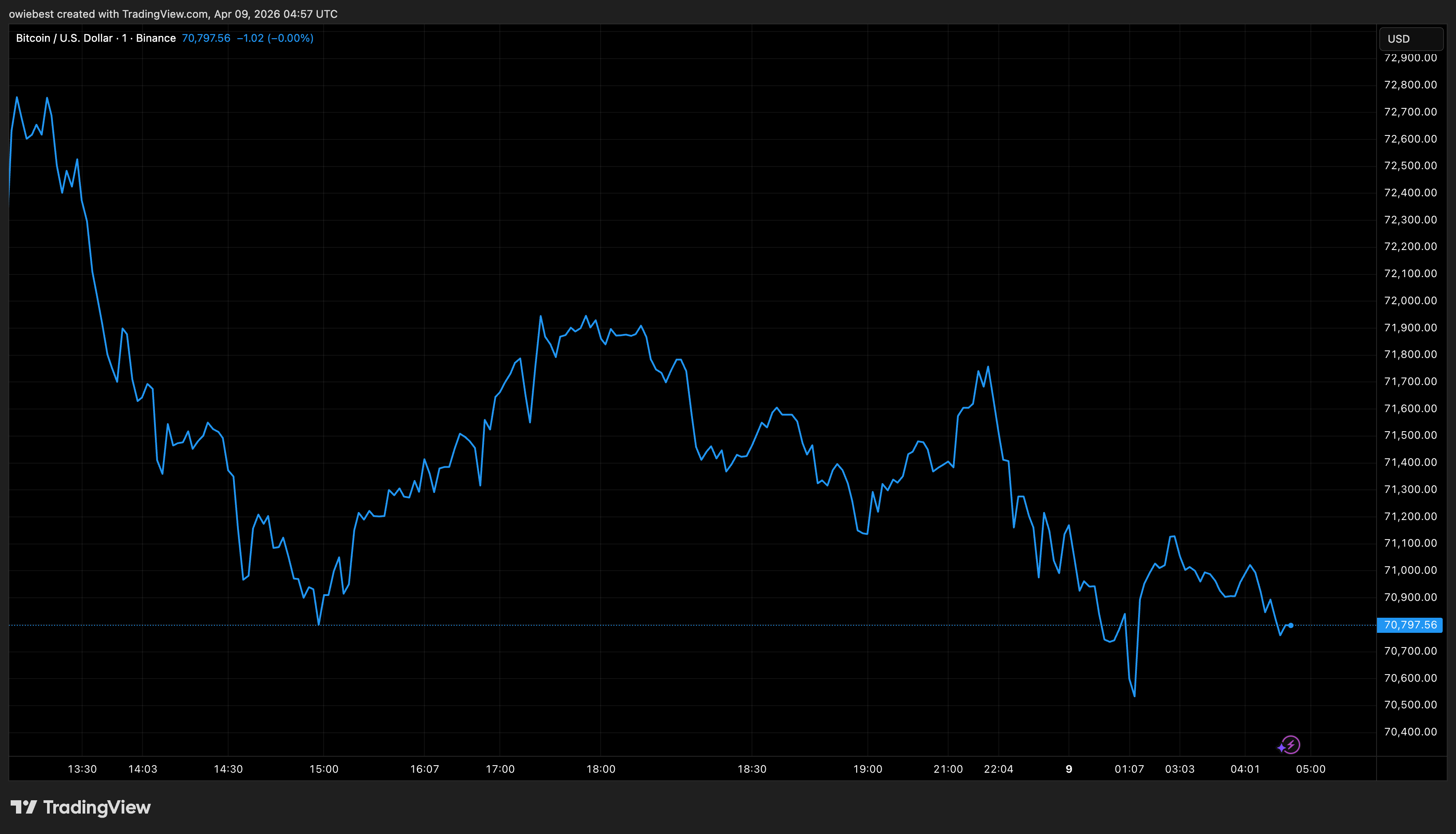 Bitcoin price chart from Tradingview.com