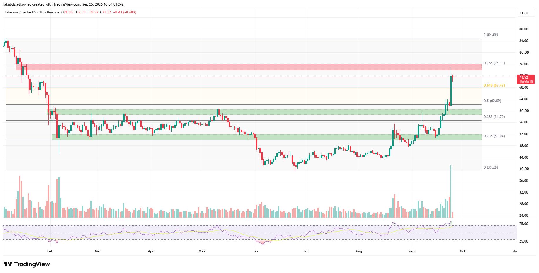 Gráfico diário LTC / Fonte: Tradingview