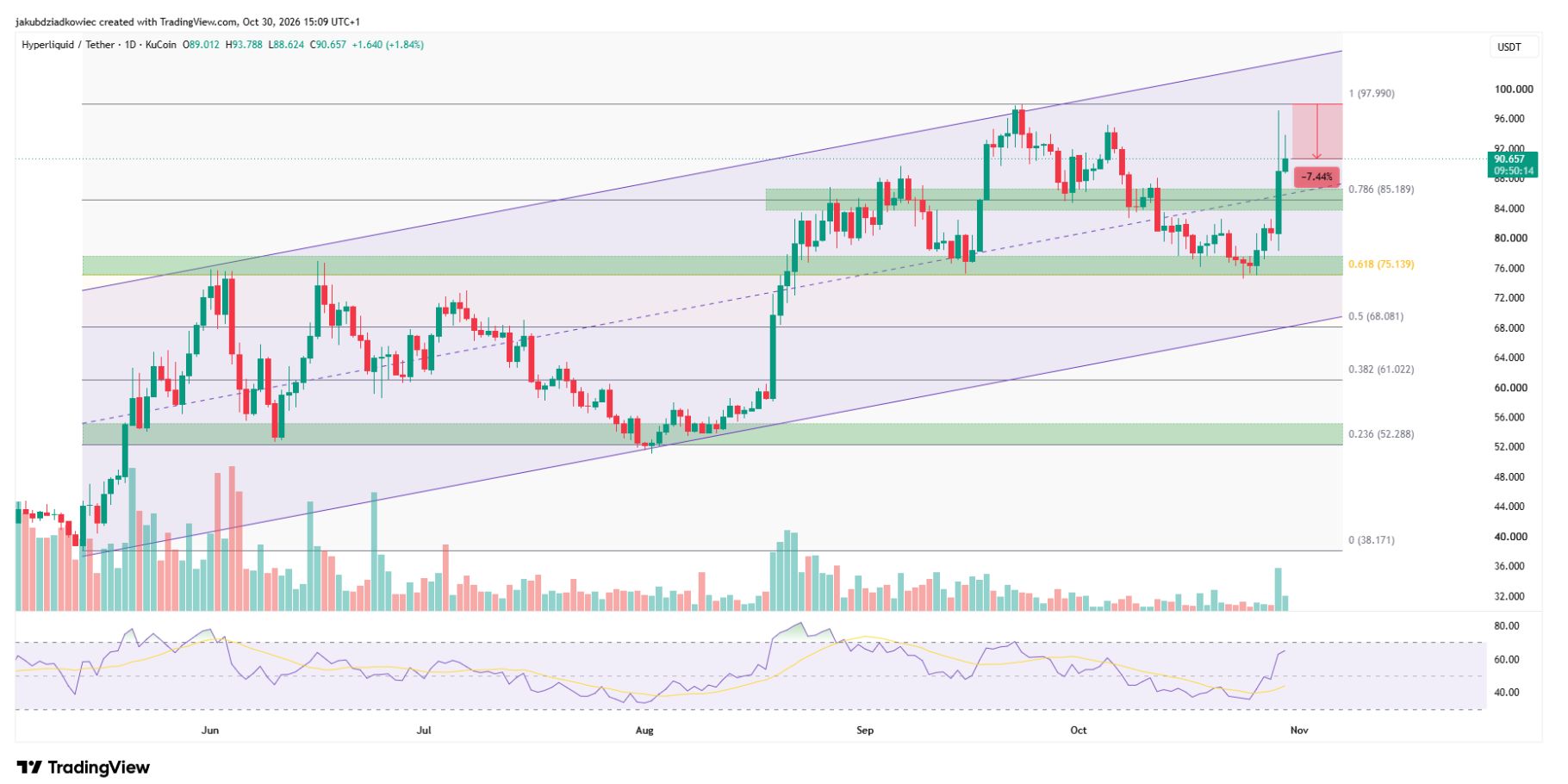 HYPE 일간 차트. 출처: 트레이딩뷰(TradingView)