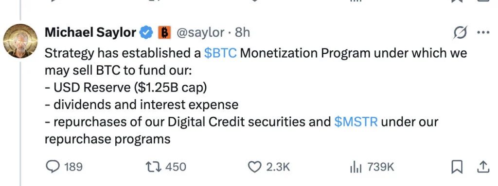 For five years, the entire point of Strategy was that it would never sell a single bitcoin. On Monday, the company gave itself formal permission to do exactly that.