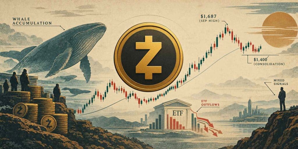 Zcash (ZEC) Price Prediction: Whale Accumulation and ETF Outflows Put ZEC at a Critical Crossroads Around $1,400