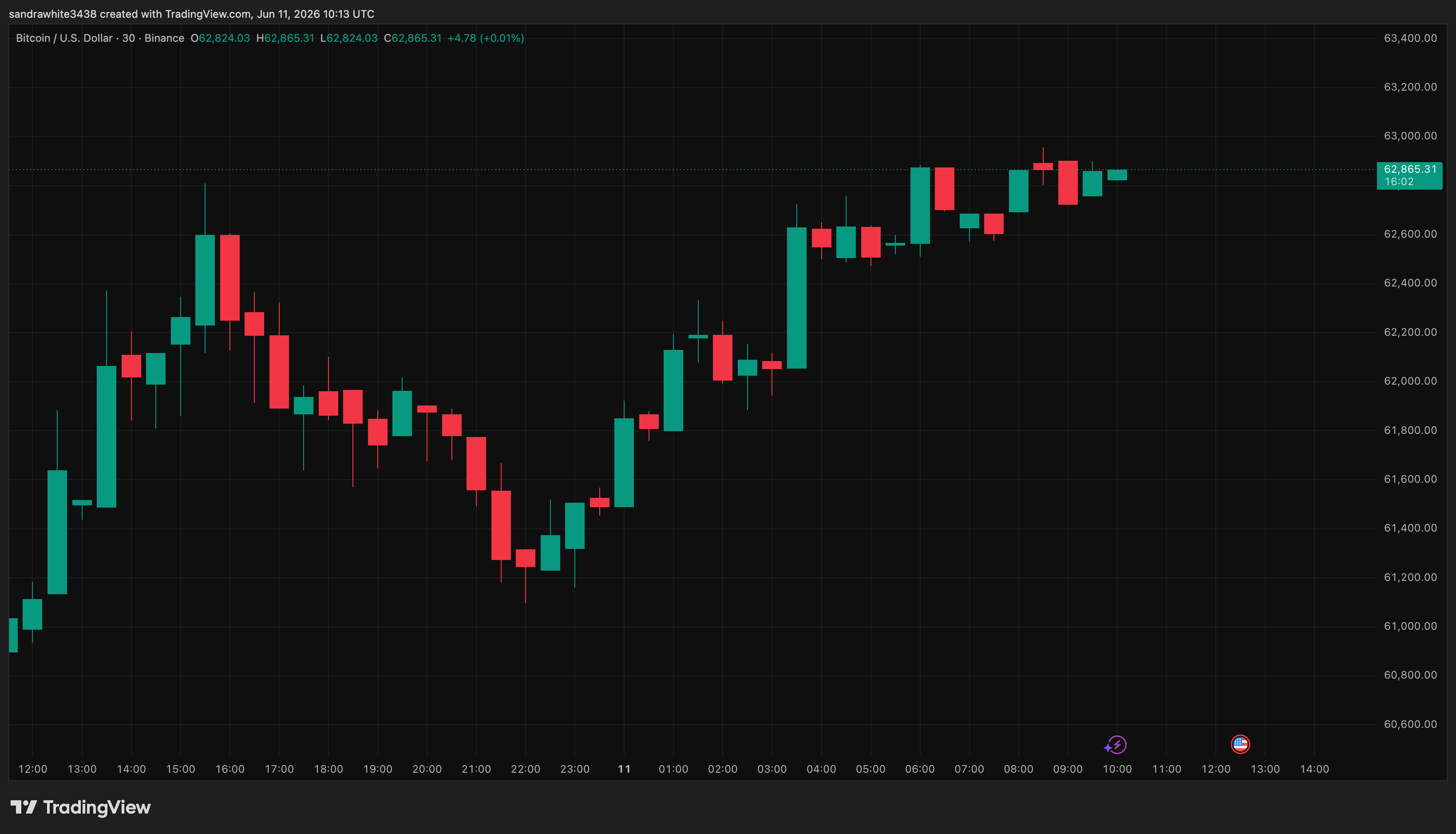 Bitcoin price chart from Tradingview.com