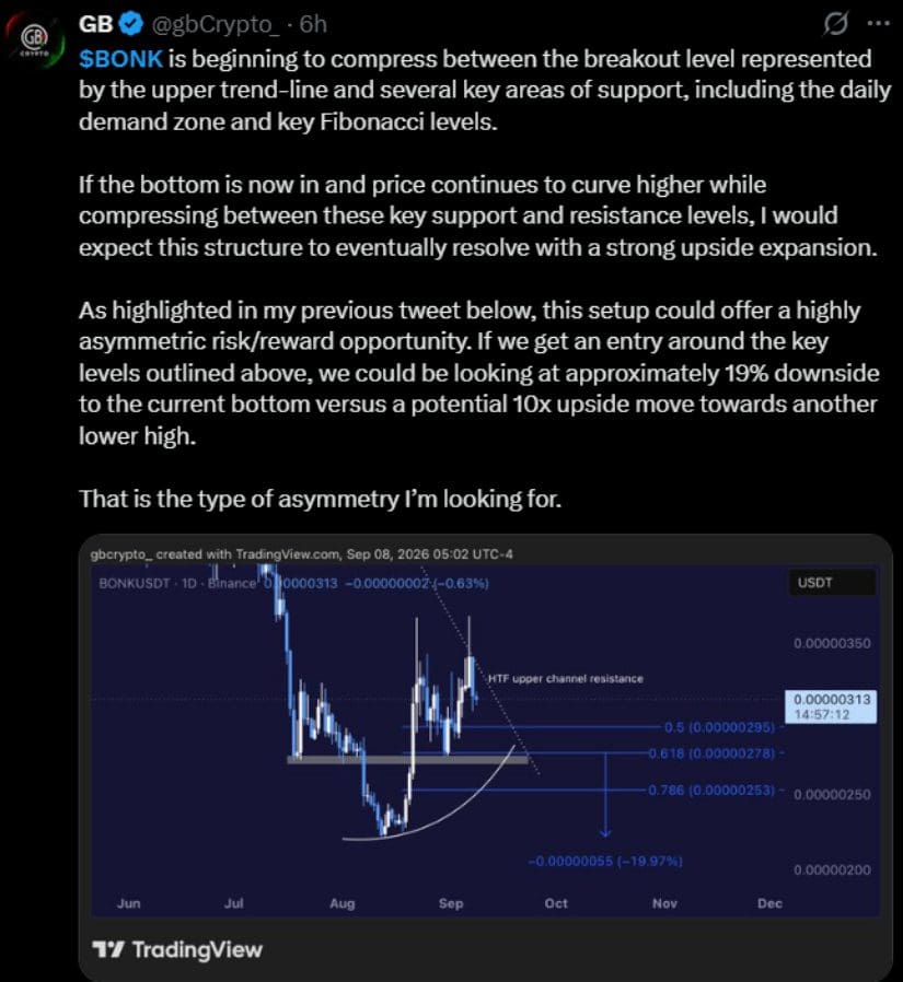 BONK Price Analysis Tests Channel Resistance