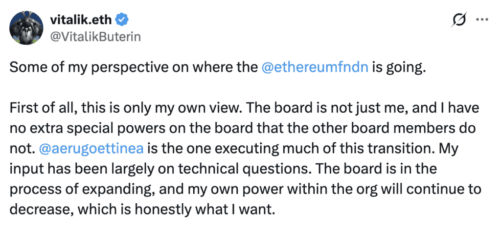 Vitalik tweet about eth wobbles