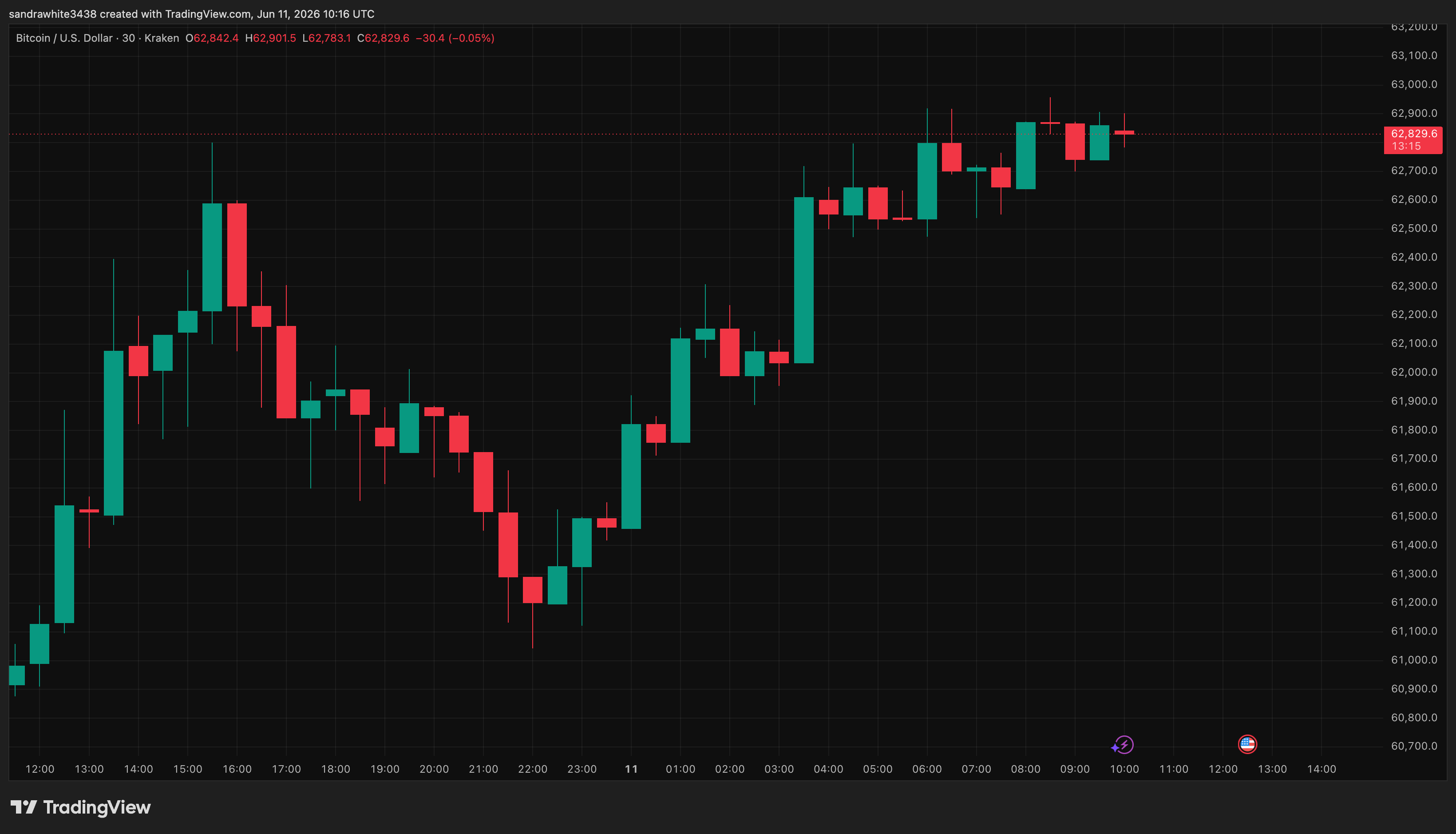Bitcoin price chart from Tradingview.com